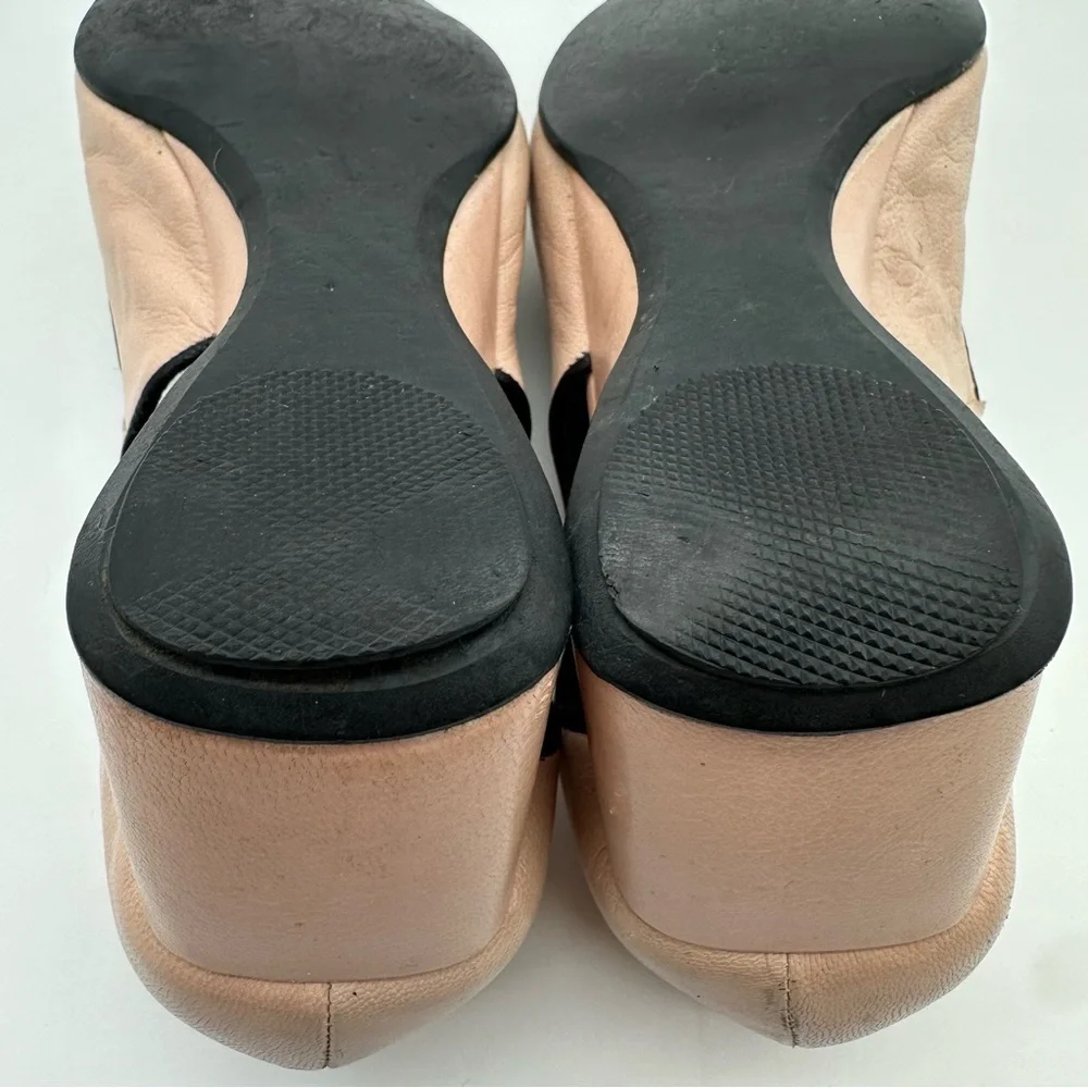 Gentle Souls Blush Pink Leather Wedge Mary Jane Shoes